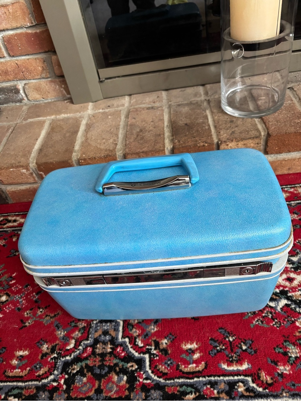 Vintage Samsonite Silhouette Baby Blue Hard Case Train Makeup Case  14”x 8”x 7” - Picture 2 of 12